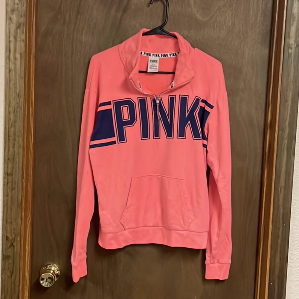 Victorias Secret Pink Quarter Zip Sweatshirt Small‎ Navy Blue